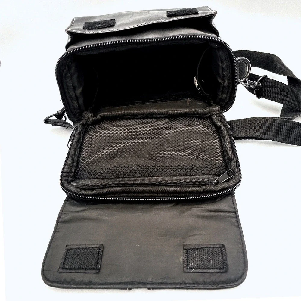 Vintage Icon New York Faux Leather Camera Bag Messenger Shoulder Strap Black Y2K